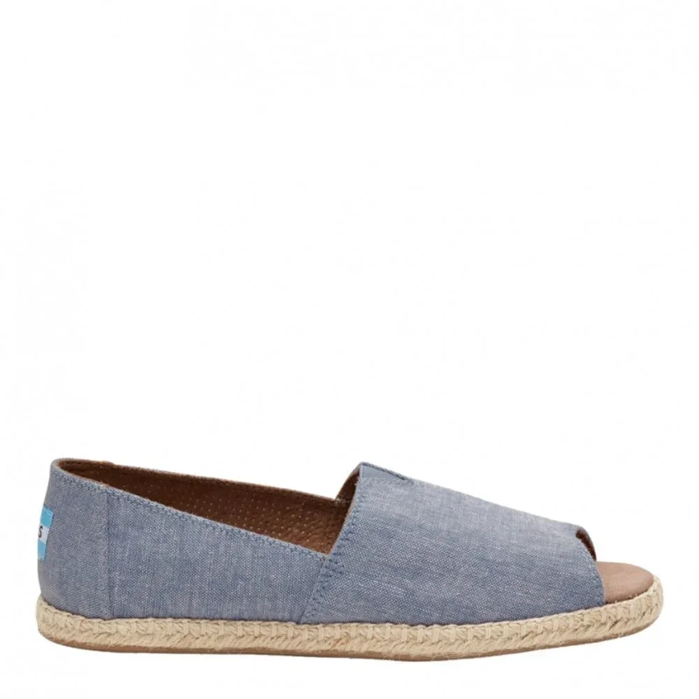 TOMS Alpargata Blue Slub Chambray Open Ztoe Espadrilles: Blue Slub 7